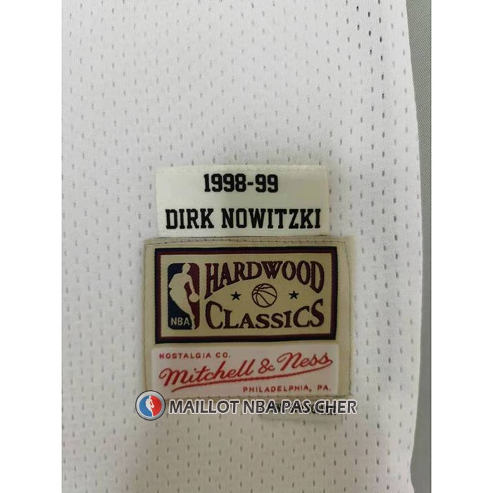 Maillot Dallas Mavericks Dirk Nowitzki NO 41 Mitchell & Ness 1998-99 Blanc